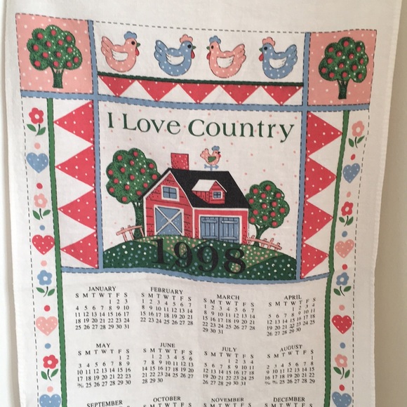 Vintage Other - 1998 B & D “I Love Country” Calendar Tea Towel